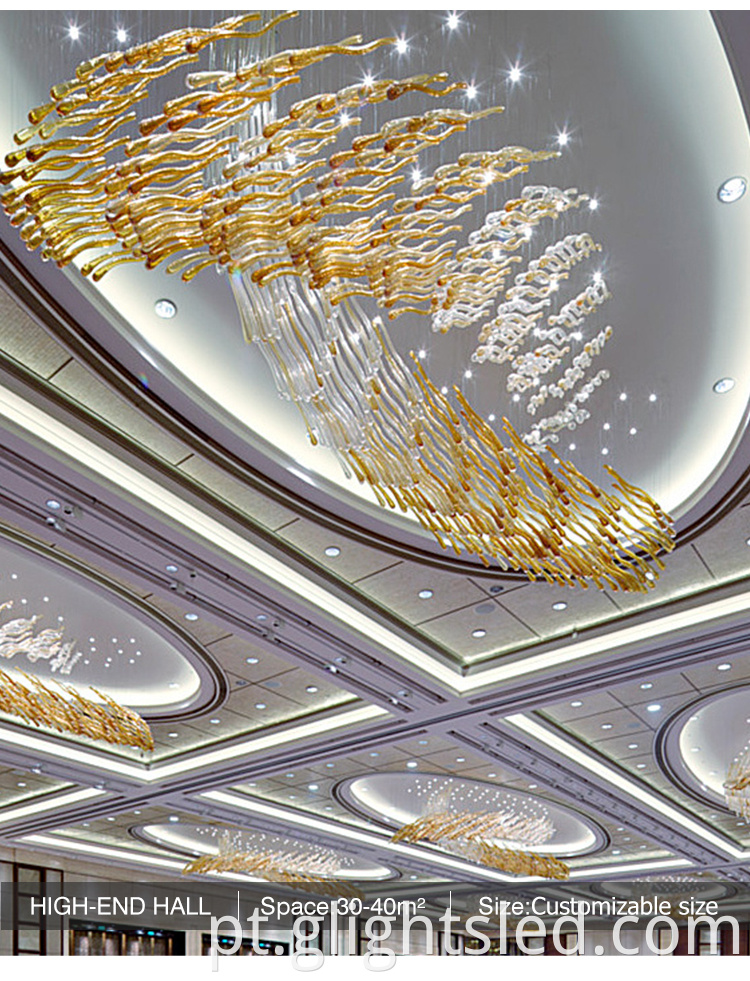 Shopping Center Luxury Decoração de interiores Luz de lustre de vidro personalizada
